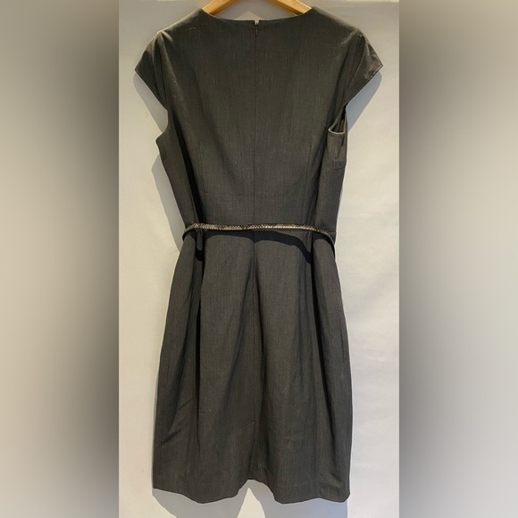 Calvin Klein gray sheath with ruffle and belt, size 12 - Picture 2 of 6